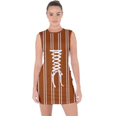 Nice Stripes - Burnt Orange Lace Up Front Bodycon Dress