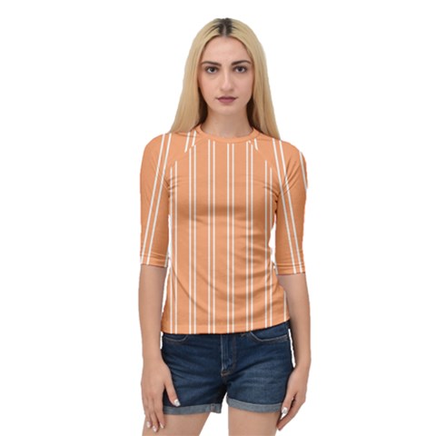 Nice Stripes - Cantaloupe Orange Quarter Sleeve Raglan Tee by FashionBoulevard