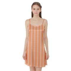 Nice Stripes - Cantaloupe Orange Satin Night Slip by FashionBoulevard