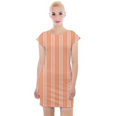 Nice Stripes - Cantaloupe Orange Cap Sleeve Bodycon Dress by FashionBoulevard