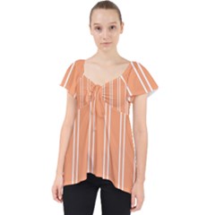 Nice Stripes - Cantaloupe Orange Lace Front Dolly Top by FashionBoulevard