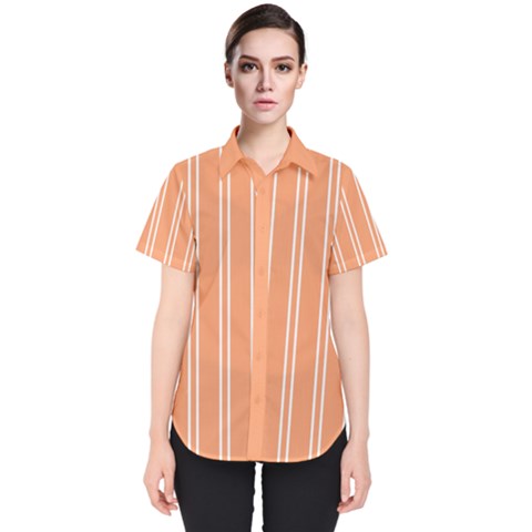 Nice Stripes - Cantaloupe Orange Women s Short Sleeve Shirt by FashionBoulevard