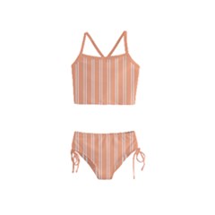 Nice Stripes - Cantaloupe Orange Girls  Tankini Swimsuit by FashionBoulevard