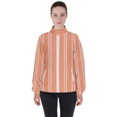 Nice Stripes - Cantaloupe Orange Women s High Neck Windbreaker by FashionBoulevard