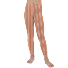 Nice Stripes - Cantaloupe Orange Kids  Lightweight Velour Leggings by FashionBoulevard