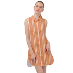 Nice Stripes - Cantaloupe Orange Sleeveless Shirt Dress by FashionBoulevard