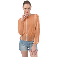 Nice Stripes - Cantaloupe Orange Banded Bottom Chiffon Top by FashionBoulevard