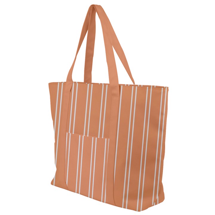 Nice Stripes - Cantaloupe Orange Zip Up Canvas Bag