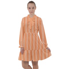 Nice Stripes - Cantaloupe Orange All Frills Chiffon Dress by FashionBoulevard