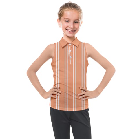 Nice Stripes - Cantaloupe Orange Kids  Sleeveless Polo Tee by FashionBoulevard