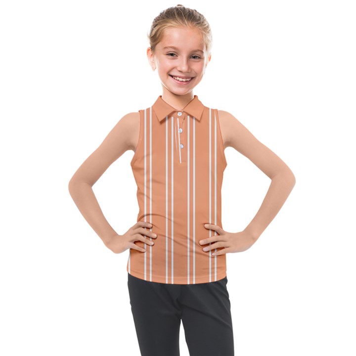 Nice Stripes - Cantaloupe Orange Kids  Sleeveless Polo Tee