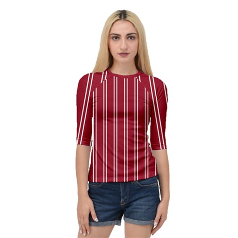 Nice Stripes - Carmine Red Quarter Sleeve Raglan Tee by FashionBoulevard