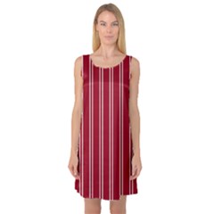 Nice Stripes - Carmine Red Sleeveless Satin Nightdress by FashionBoulevard