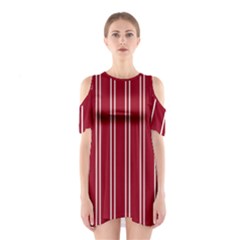 Nice Stripes - Carmine Red Shoulder Cutout One Piece Dress by FashionBoulevard