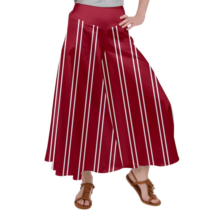 Nice Stripes - Carmine Red Satin Palazzo Pants