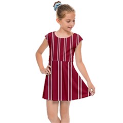 Nice Stripes - Carmine Red Kids  Cap Sleeve Dress by FashionBoulevard