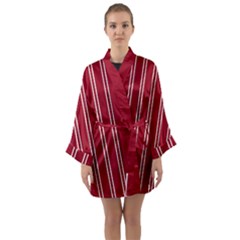 Nice Stripes - Carmine Red Long Sleeve Satin Kimono by FashionBoulevard