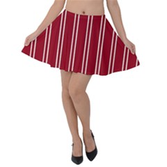 Nice Stripes - Carmine Red Velvet Skater Skirt by FashionBoulevard