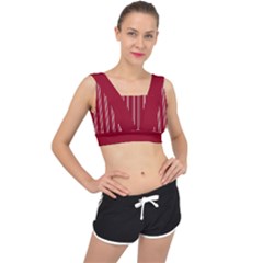 Nice Stripes - Carmine Red V-back Sports Bra by FashionBoulevard