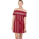 Nice Stripes - Carmine Red Off Shoulder Chiffon Dress View1