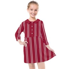 Nice Stripes - Carmine Red Kids  Quarter Sleeve Shirt Dress by FashionBoulevard