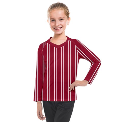 Nice Stripes - Carmine Red Kids  Long Mesh Tee by FashionBoulevard