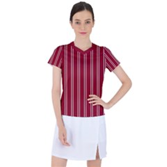 Nice Stripes - Carmine Red Women s Sports Top by FashionBoulevard