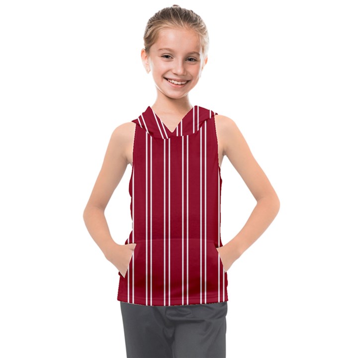 Nice Stripes - Carmine Red Kids  Sleeveless Hoodie