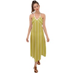 Nice Stripes - Ceylon Yellow Halter Tie Back Dress 