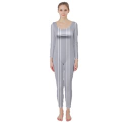 Nice Stripes - Cloudy Grey Long Sleeve Catsuit by FashionBoulevard