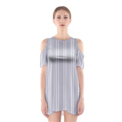 Nice Stripes - Cloudy Grey Shoulder Cutout One Piece Dress by FashionBoulevard