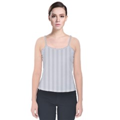 Nice Stripes - Cloudy Grey Velvet Spaghetti Strap Top by FashionBoulevard