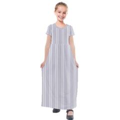 Nice Stripes - Cloudy Grey Kids  Short Sleeve Maxi Dress by FashionBoulevard