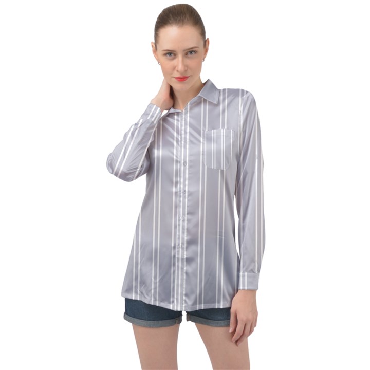 Nice Stripes - Cloudy Grey Long Sleeve Satin Shirt