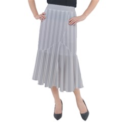 Nice Stripes - Cloudy Grey Midi Mermaid Skirt by FashionBoulevard