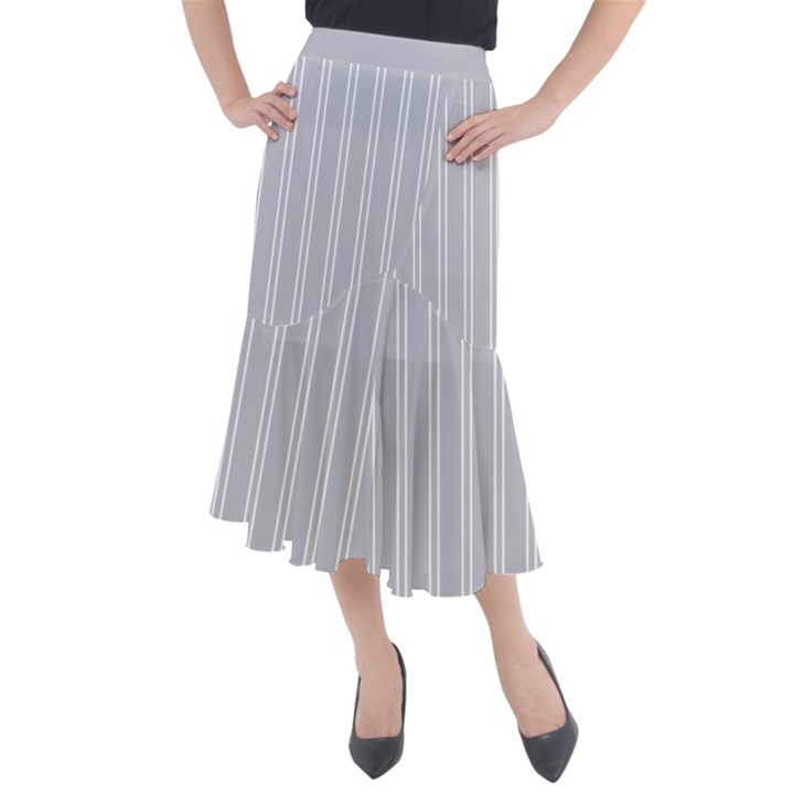 Nice Stripes - Cloudy Grey Midi Mermaid Skirt