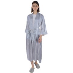 Nice Stripes - Cloudy Grey Maxi Satin Kimono