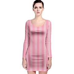 Nice Stripes - Flamingo Pink Long Sleeve Bodycon Dress by FashionBoulevard