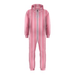 Nice Stripes - Flamingo Pink Hooded Jumpsuit (kids) by FashionBoulevard