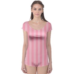 Nice Stripes - Flamingo Pink Boyleg Leotard  by FashionBoulevard