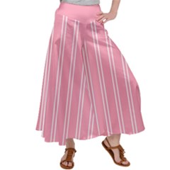 Nice Stripes - Flamingo Pink Satin Palazzo Pants by FashionBoulevard