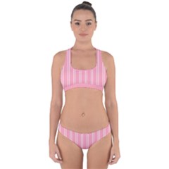 Nice Stripes - Flamingo Pink Cross Back Hipster Bikini Set by FashionBoulevard