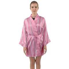 Nice Stripes - Flamingo Pink Long Sleeve Satin Kimono by FashionBoulevard