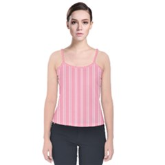 Nice Stripes - Flamingo Pink Velvet Spaghetti Strap Top by FashionBoulevard