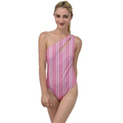 Nice Stripes - Flamingo Pink To One Side Swimsuit by FashionBoulevard