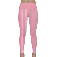 Nice Stripes - Flamingo Pink Lightweight Velour Classic Yoga Leggings by FashionBoulevard