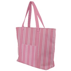 Nice Stripes - Flamingo Pink Zip Up Canvas Bag by FashionBoulevard