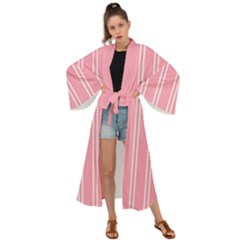 Nice Stripes - Flamingo Pink Maxi Kimono by FashionBoulevard