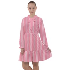 Nice Stripes - Flamingo Pink All Frills Chiffon Dress by FashionBoulevard