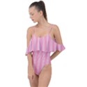 Nice Stripes - Flamingo Pink Drape Piece Swimsuit View1